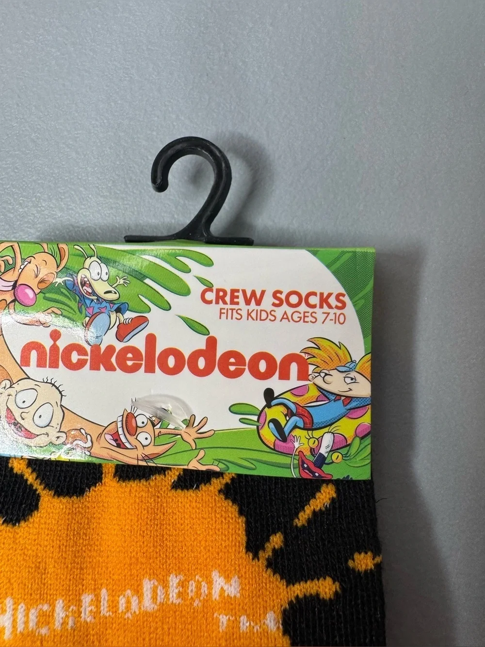 Nickelodeon splat logo Black & Orange Crew Socks children’s kids unisex